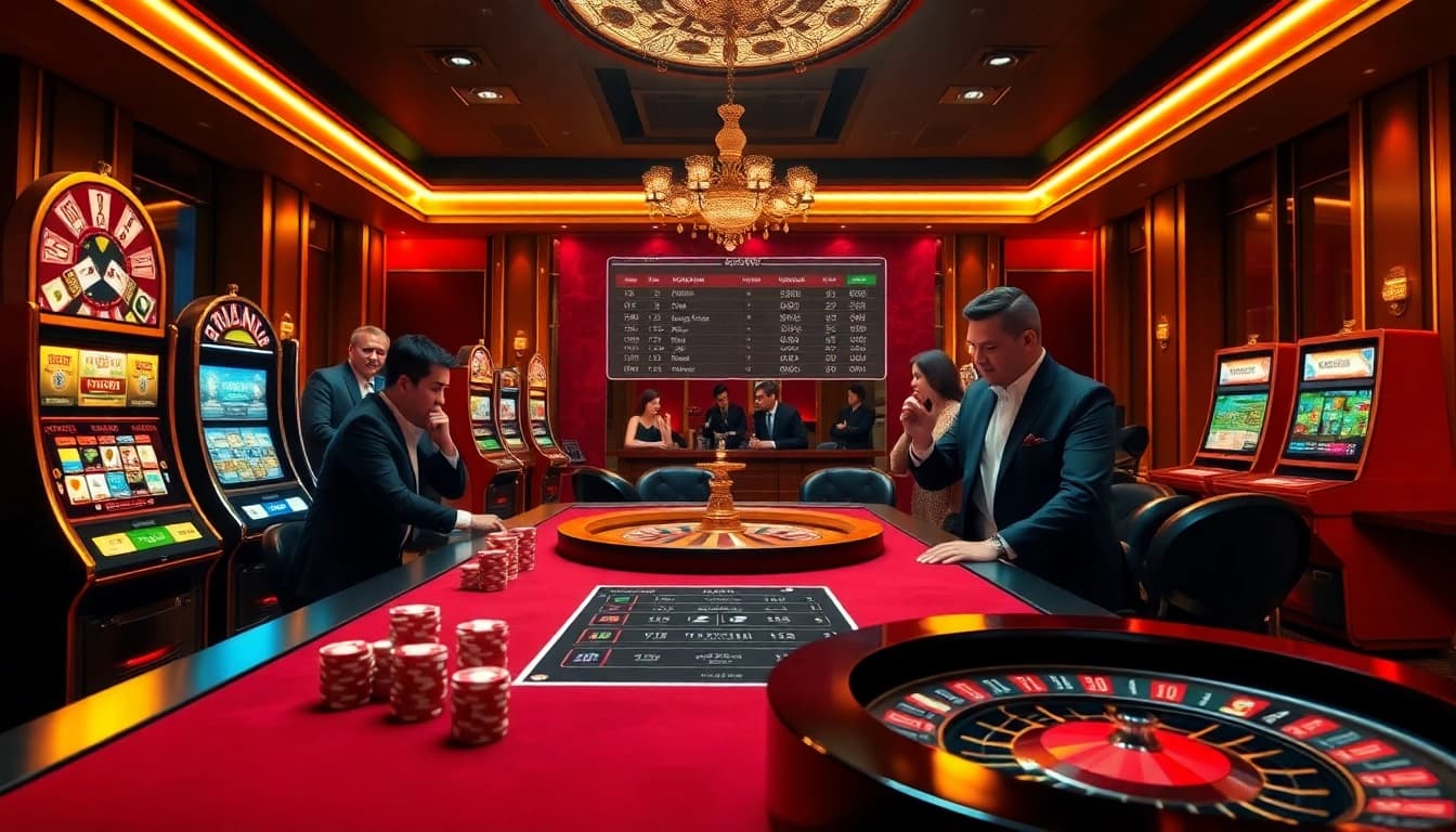 Experience the excitement of Trang gà E2BET with vibrant casino visuals showcasing thrilling gaming moments.