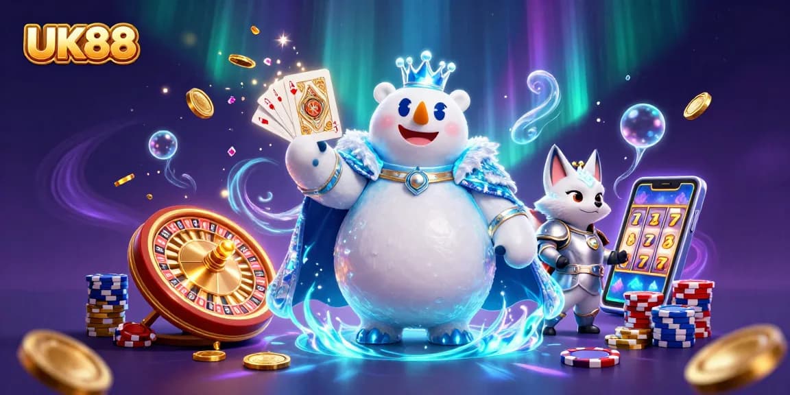 Engage with exciting UK88 casino games featuring vibrant characters and dynamic elements in an immersive scene.