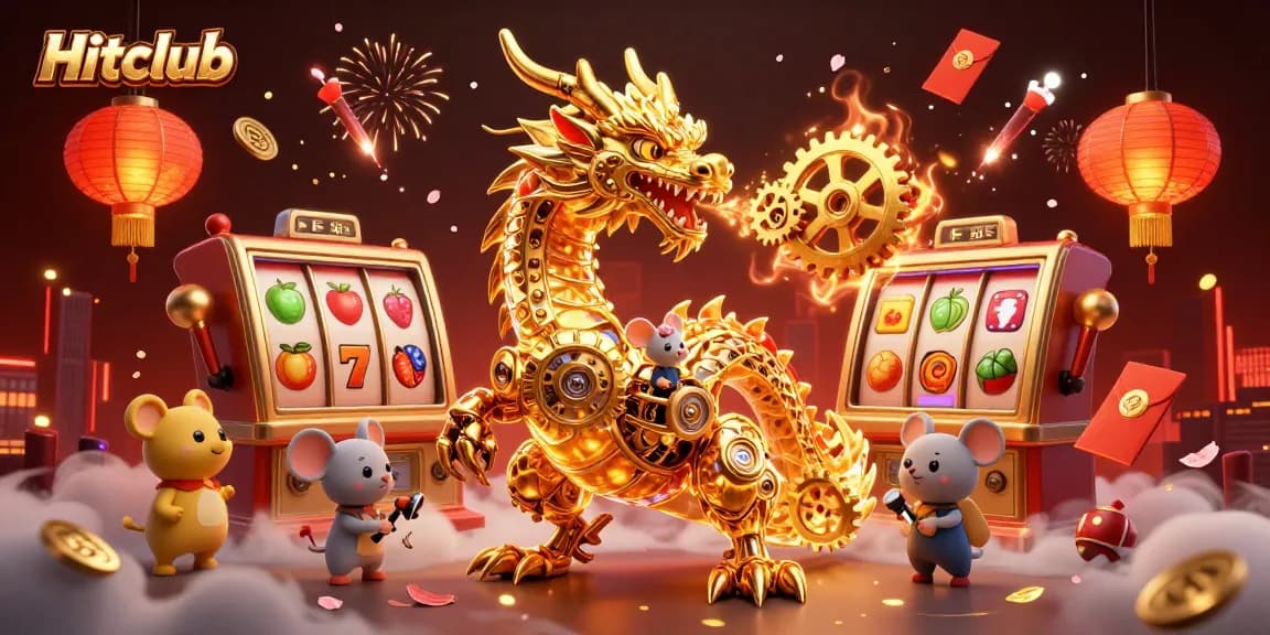 Engage with Hitclub's immersive slots and unique casino elements in this 3D illustration.
