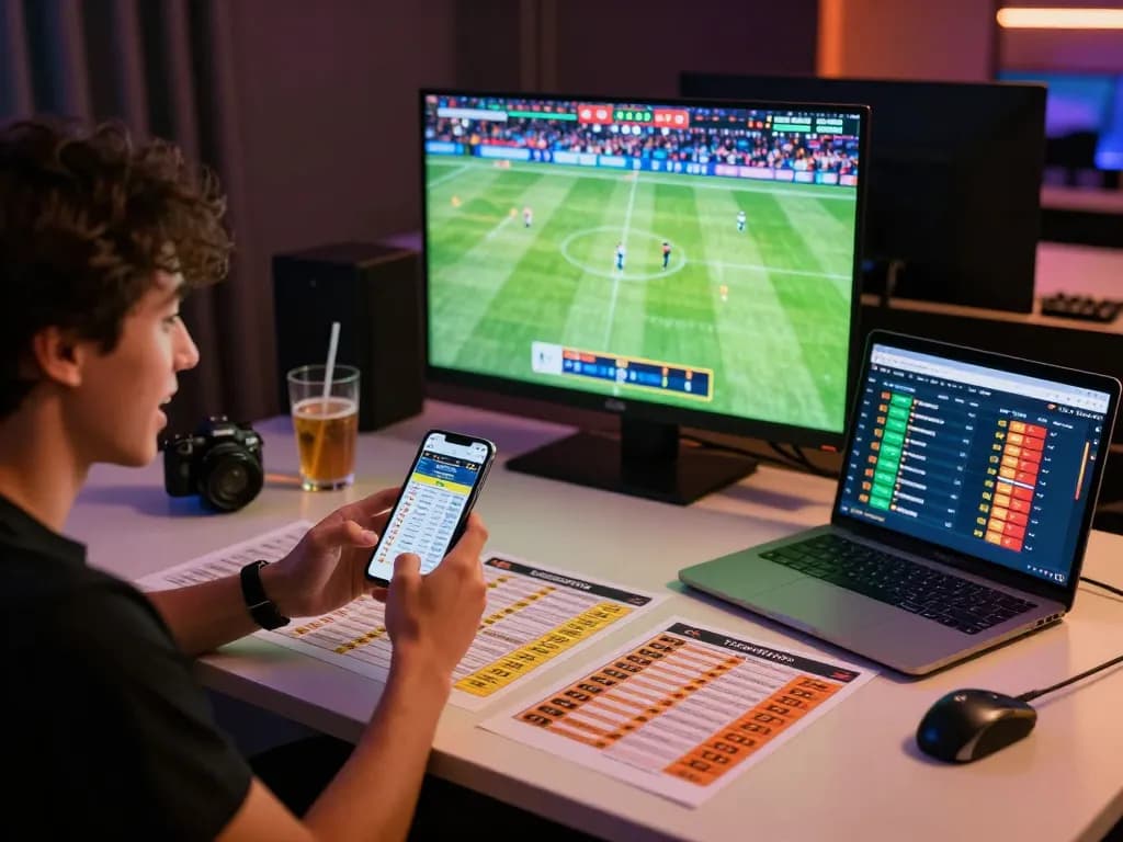 CAKHIATV sports betting excitement as a bettor places wagers while watching a live match on screen.