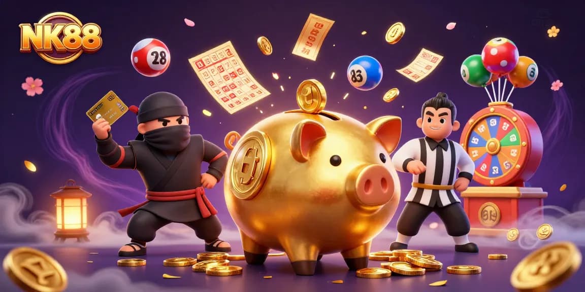 Experience the thrill of NK88 gaming with vibrant characters and dynamic elements in this lively casino scene.
