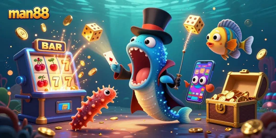 Experience the thrill of man88 with a vibrant underwater casino magic show featuring unique deep-sea characters.
