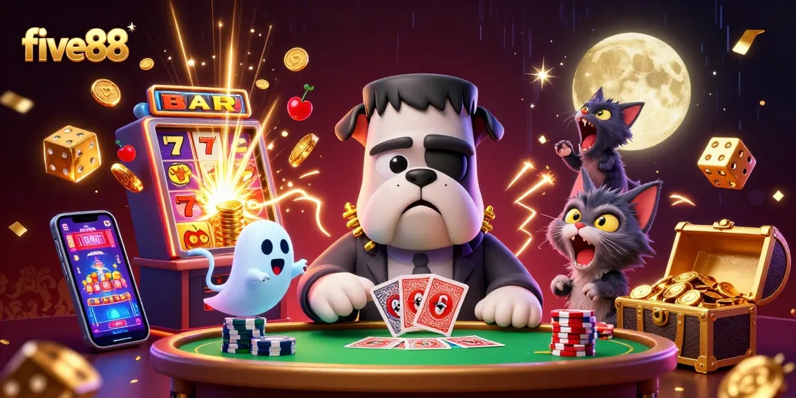 Join in the excitement at five88 casino with a 3D bulldog dealer and slot machines bursting with prizes.