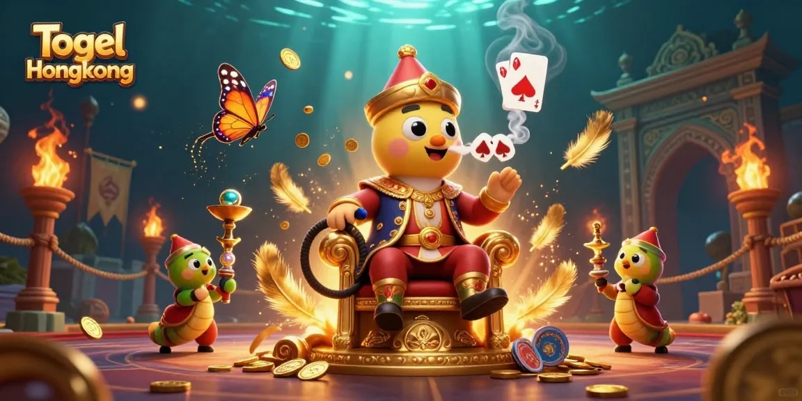 Togel Hongkong players celebrate winnings with vibrant 3D illustration of a whimsical caterpillar in a luxurious setting