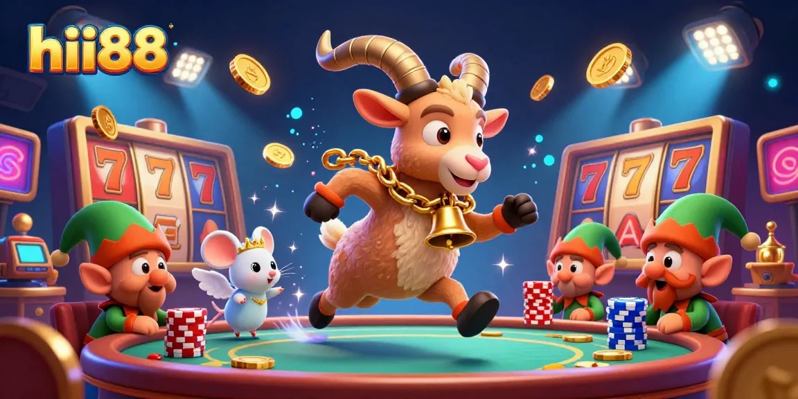 Experience the excitement of hii88 casino with Krampus and festive characters in a dynamic gameplay scene.