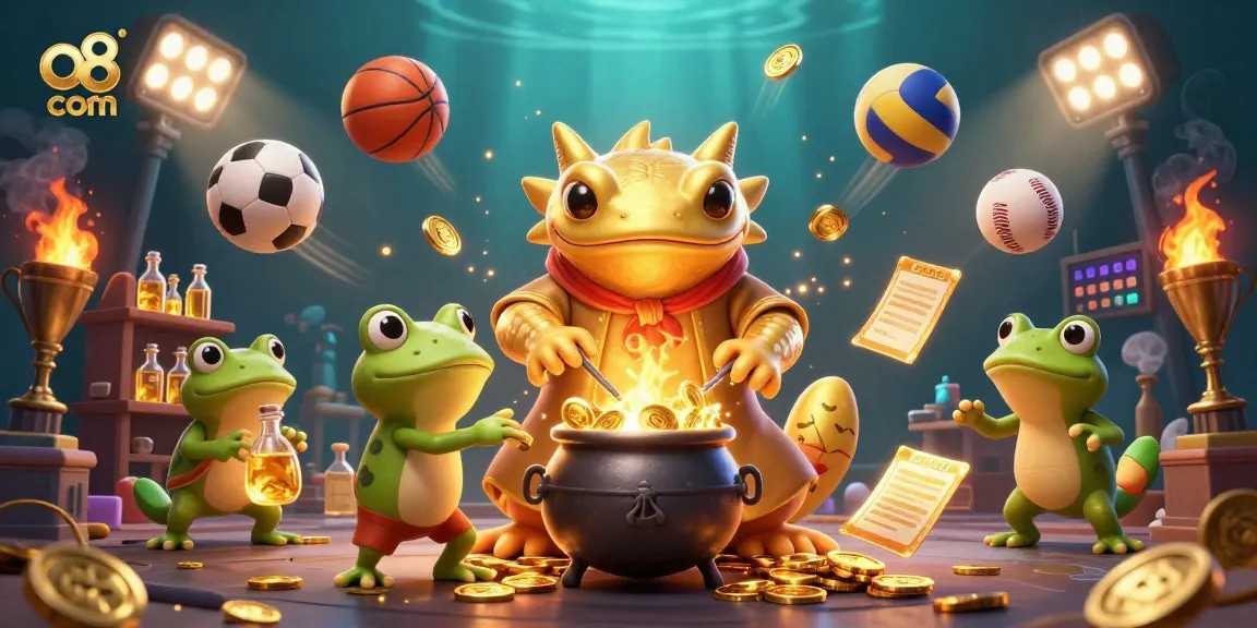 Experience the thrill of betting with o8 com in this vibrant, action-packed scene featuring magical elements and gaming excitement.