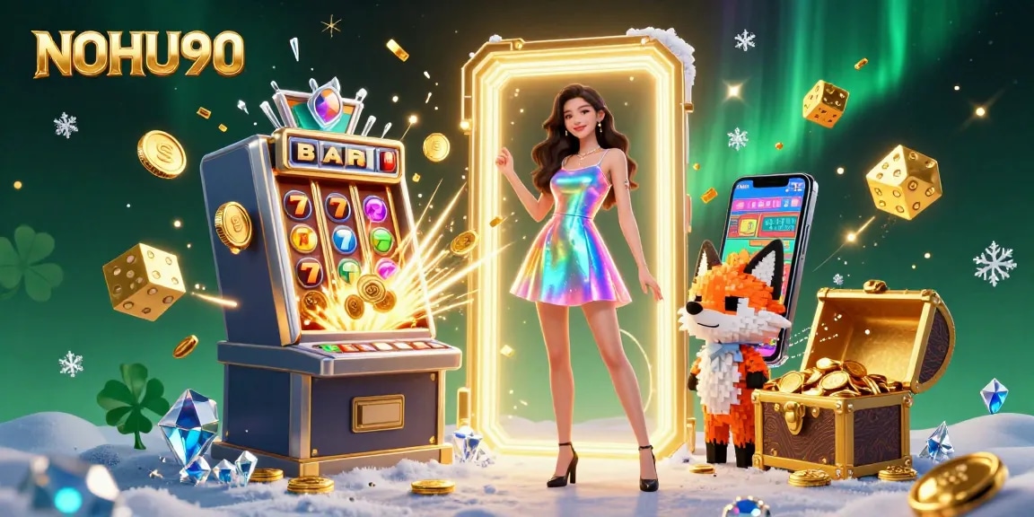 Experience thrilling jackpots with NOHU90 featuring vibrant characters and dynamic casino elements.