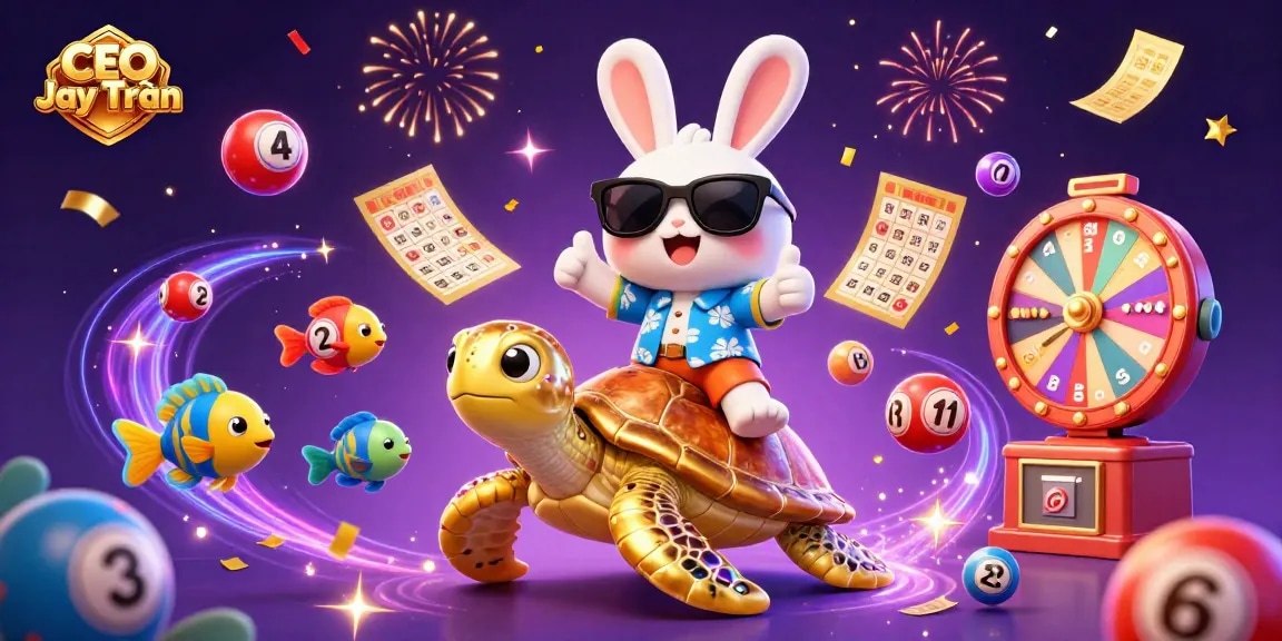 Experience the thrill of gaming with CEO Jay Trần in this vibrant 3D casino scene.