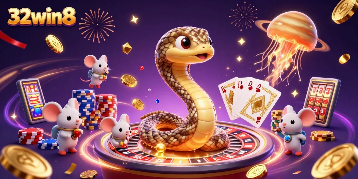 Experience 32win8 with vibrant online casino energy, as astronaut mice bet on a cosmic roulette.
