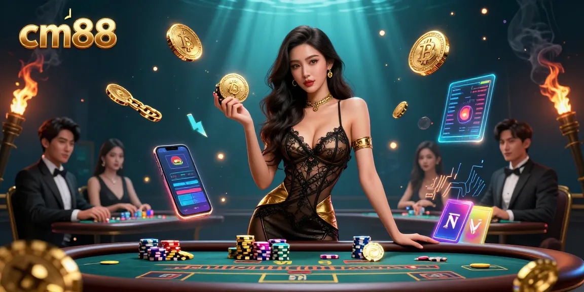Engage in high-stakes baccarat action at CM88 with glamorous visuals and vibrant gaming elements.