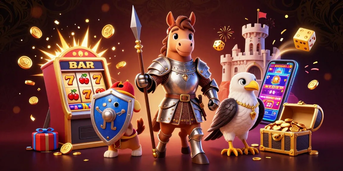 KUBET players enjoy explosive wins with a dynamic slot machine and colorful casino elements in a vibrant scene.
