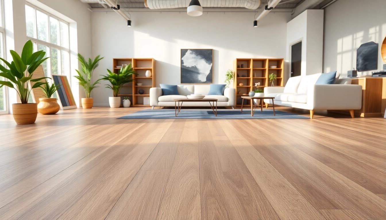 Explore elegant luxury vinyl flooring near me showcased in a modern home setting with stylish decor.