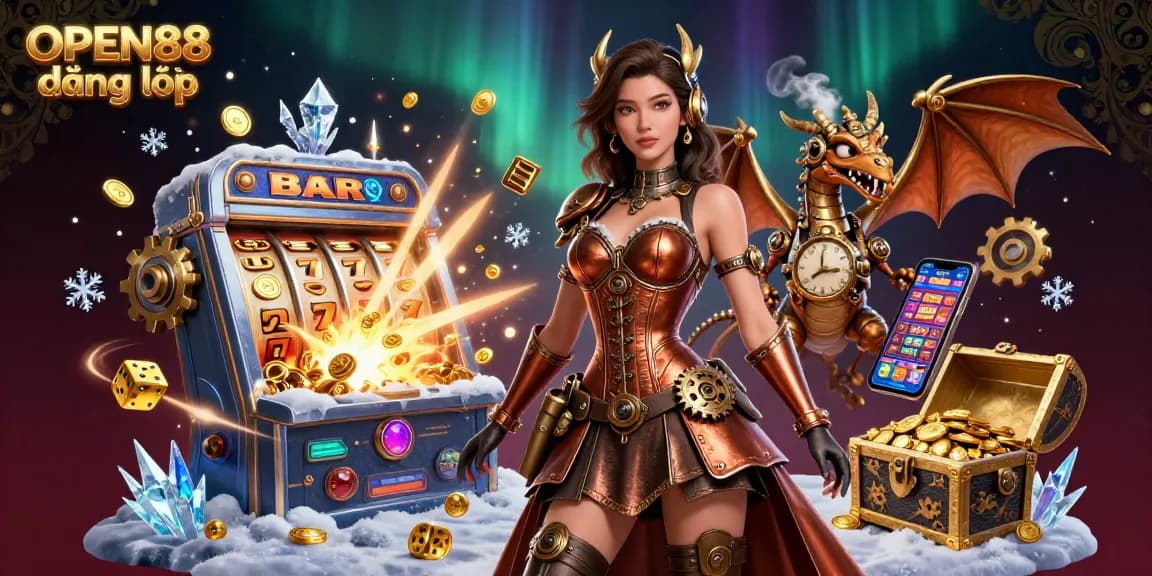 Activate your winning streak with OPEN88 đăng nhập, featuring vibrant casino elements in a dazzling fantasy world.