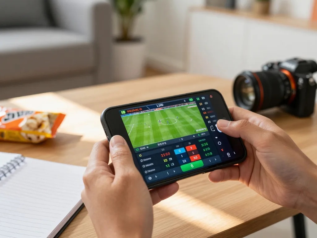 Socolive mobile betting on football match odds in a cozy living room setting