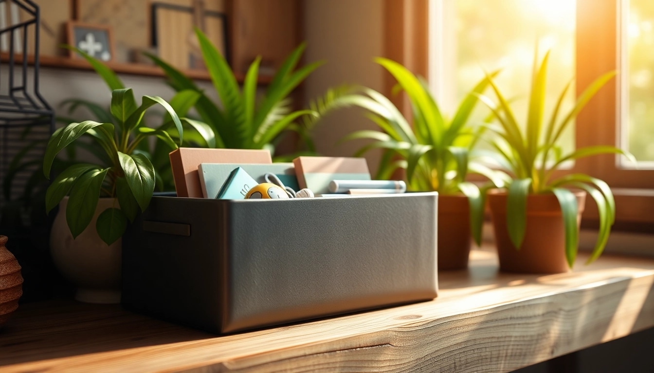 Organized storage box neatly displaying items, enhancing home decor and organization.