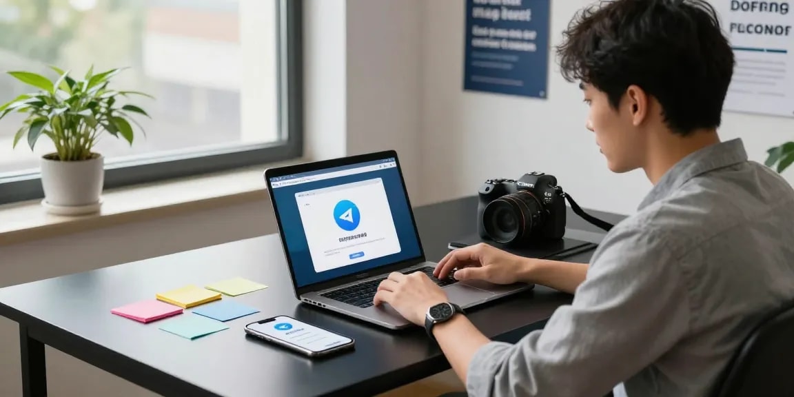 Setting up Telegram Chinese in a modern workspace for seamless digital communication.