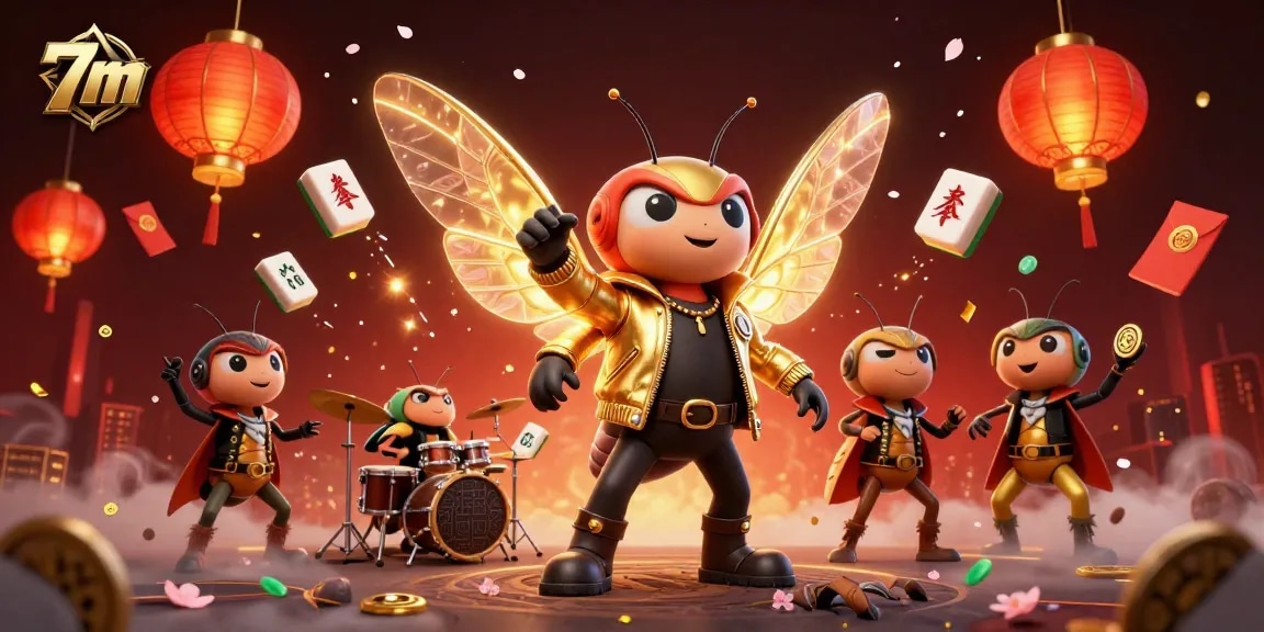 Experience the thrilling action of the 7m casino scene with buzzing characters and vibrant game elements.
