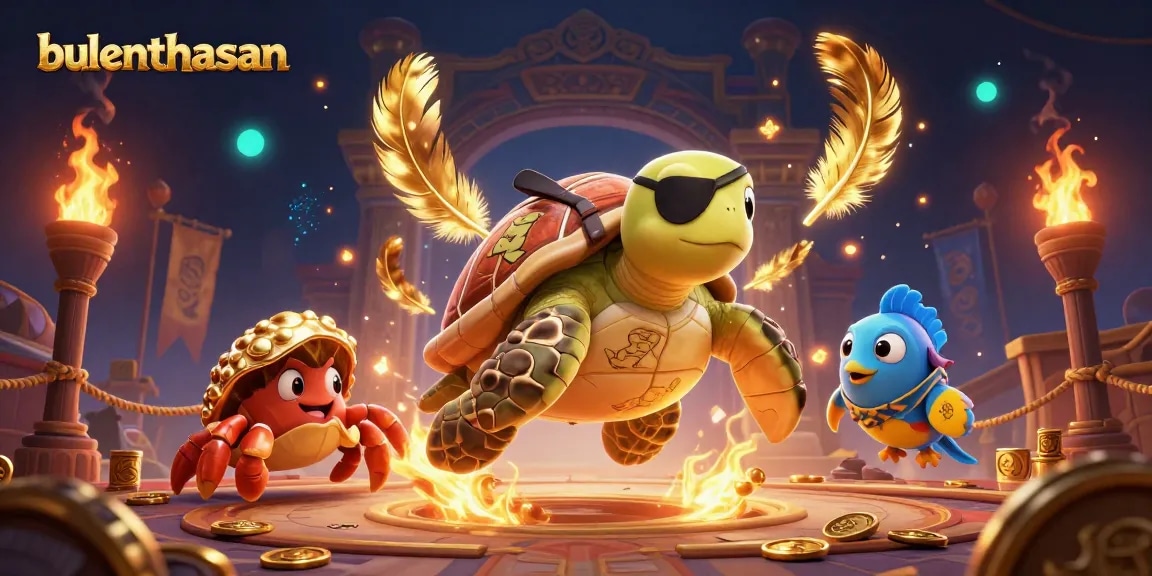 Engage with bulenthasan's thrilling casino adventure featuring a pirate turtle amidst swirling treasures.