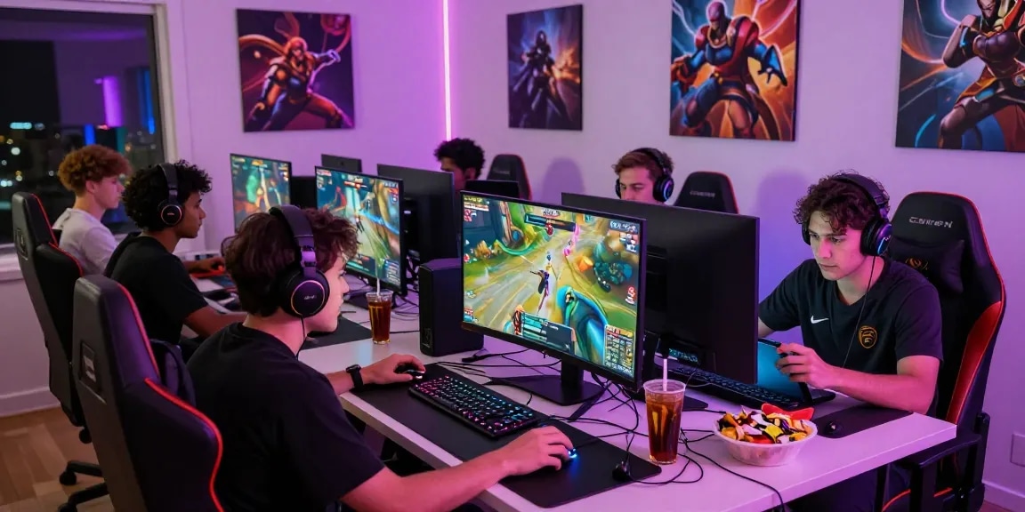 Gamers enjoying Overwatch 2 gameplay at home with PROOFCORE.IO enhancements, showcasing teamwork and strategy.