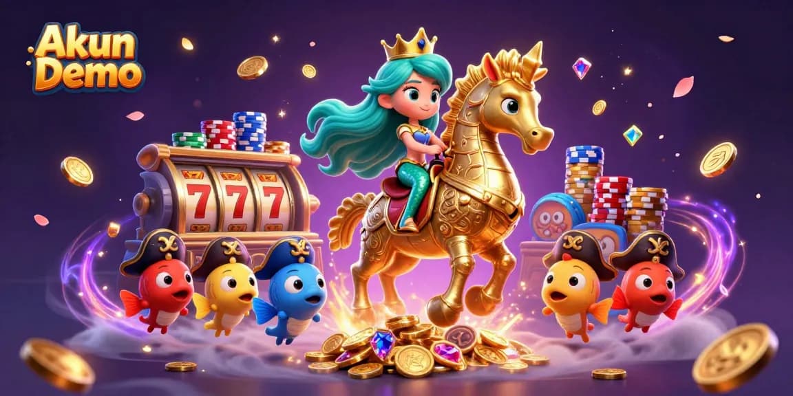 Experience the thrill of Akun Demo with vibrant slot symbols and a magical underwater scene.