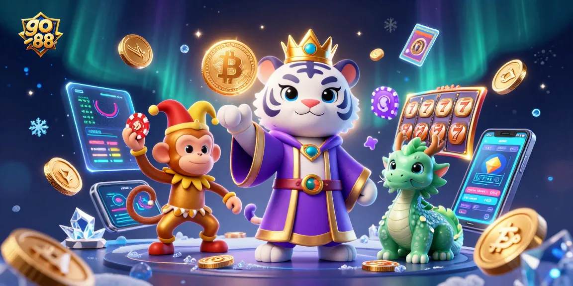 Join in the fun at go 88 with an adventurous casino scene featuring a jester monkey and royal tiger!