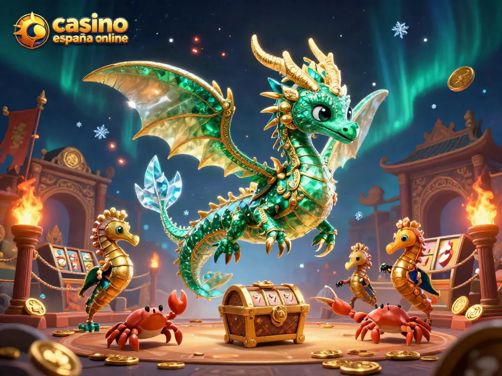 Juega en casino españa online con emocionante dragón marino rodeado de elementos de juego.