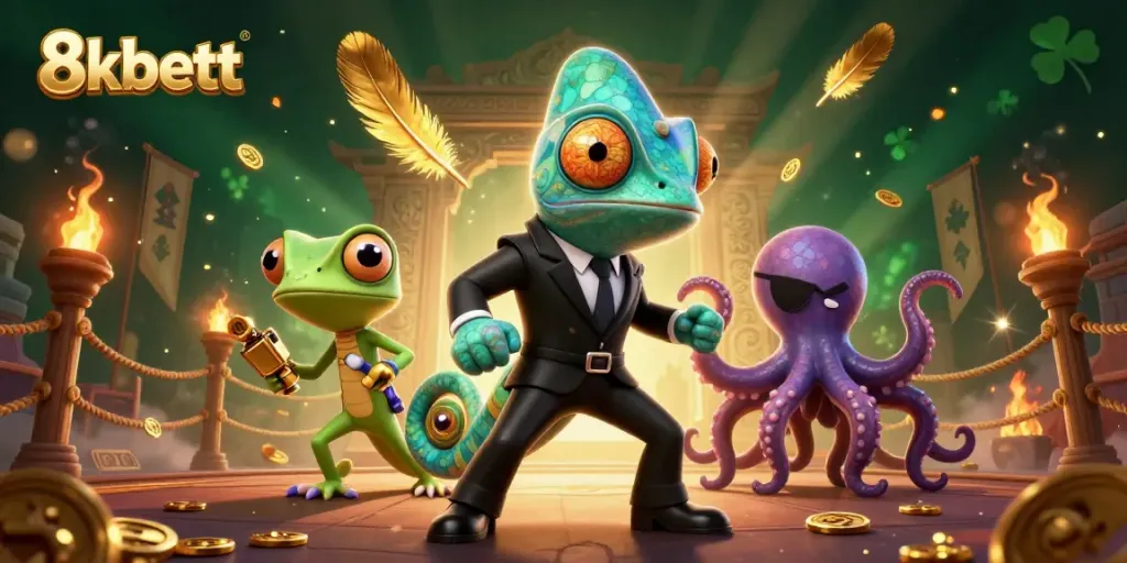 Experience thrilling gaming action with 8xbett's vibrant casino adventure featuring dynamic characters.