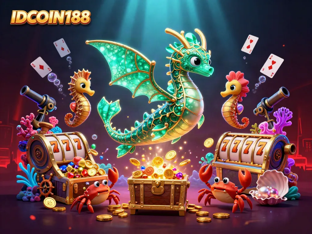 Spin the reels at IDCOIN188's exciting digital treasure trove with slots, dragons, and treasure!