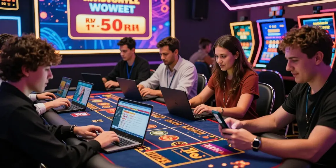 Exciting gameplay at credit card casinos at https://fimltd.co.uk, featuring diverse players enjoying various games in a vibrant online casino atmosphere.