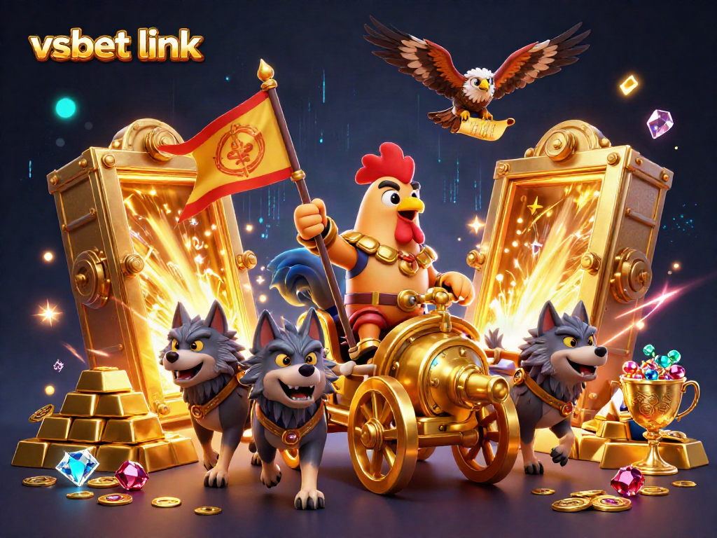 Experience immersive betting excitement with vsbet link as the rooster warlord leads a treasure hunt.
