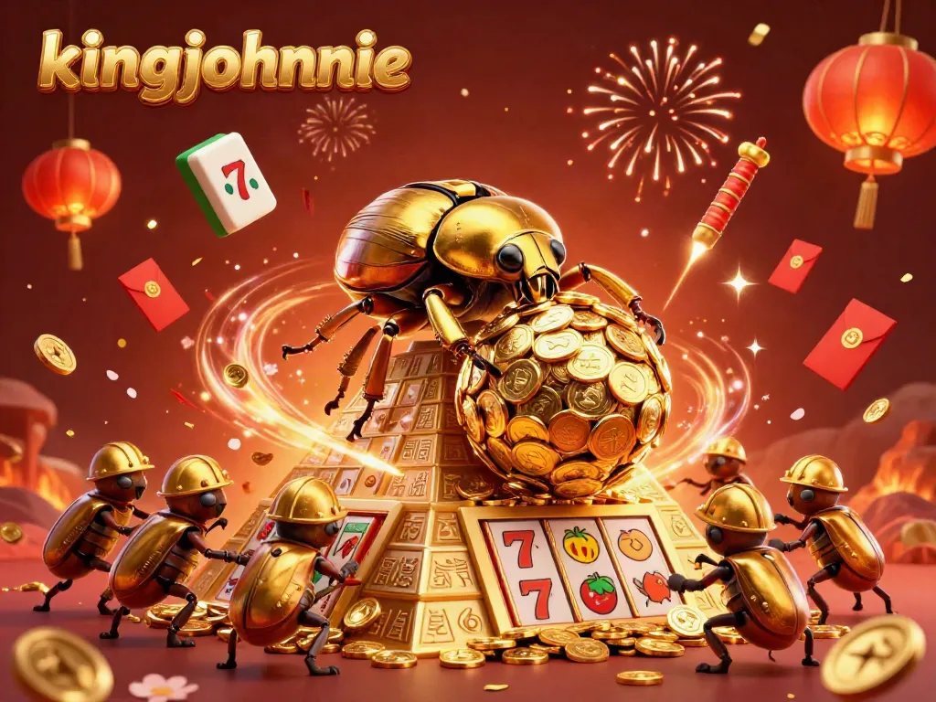 Experience kingjohnnie's thrilling casino adventure with golden beetles and festive elements!
