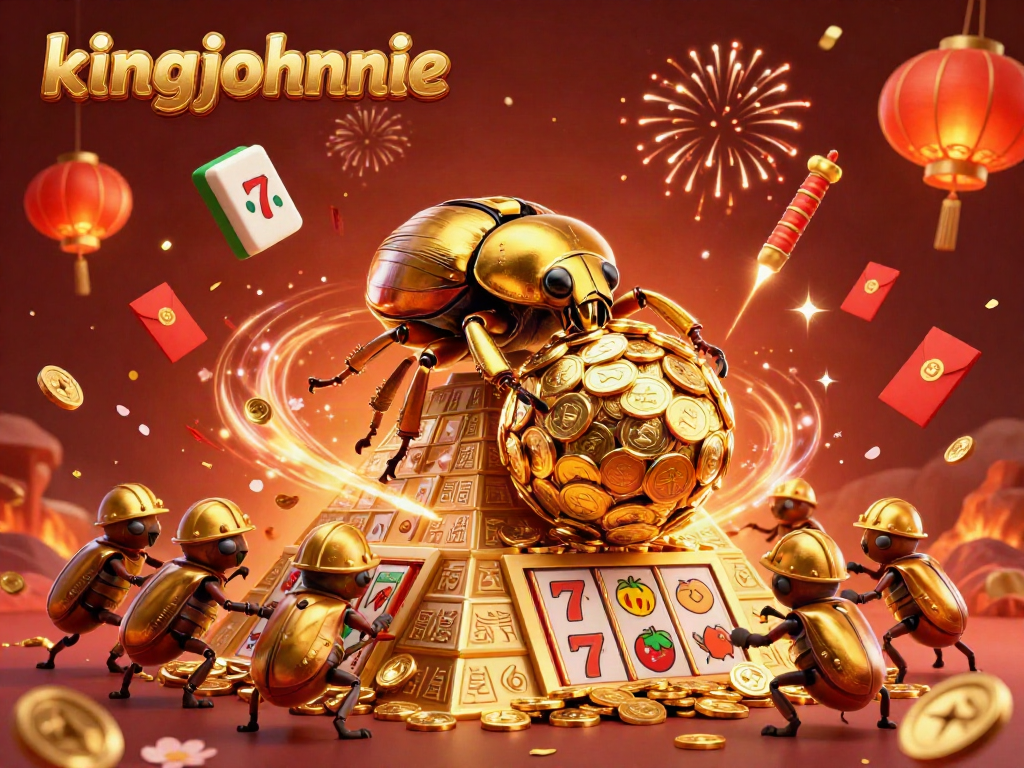Experience kingjohnnie's thrilling casino adventure with golden beetles and festive elements!