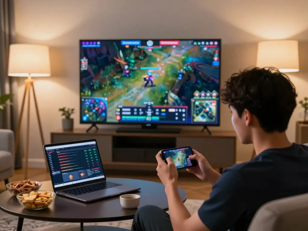 Engaging in esports betting singapore while watching a thrilling Dota 2 match, showcasing the excitement of digital wagering.