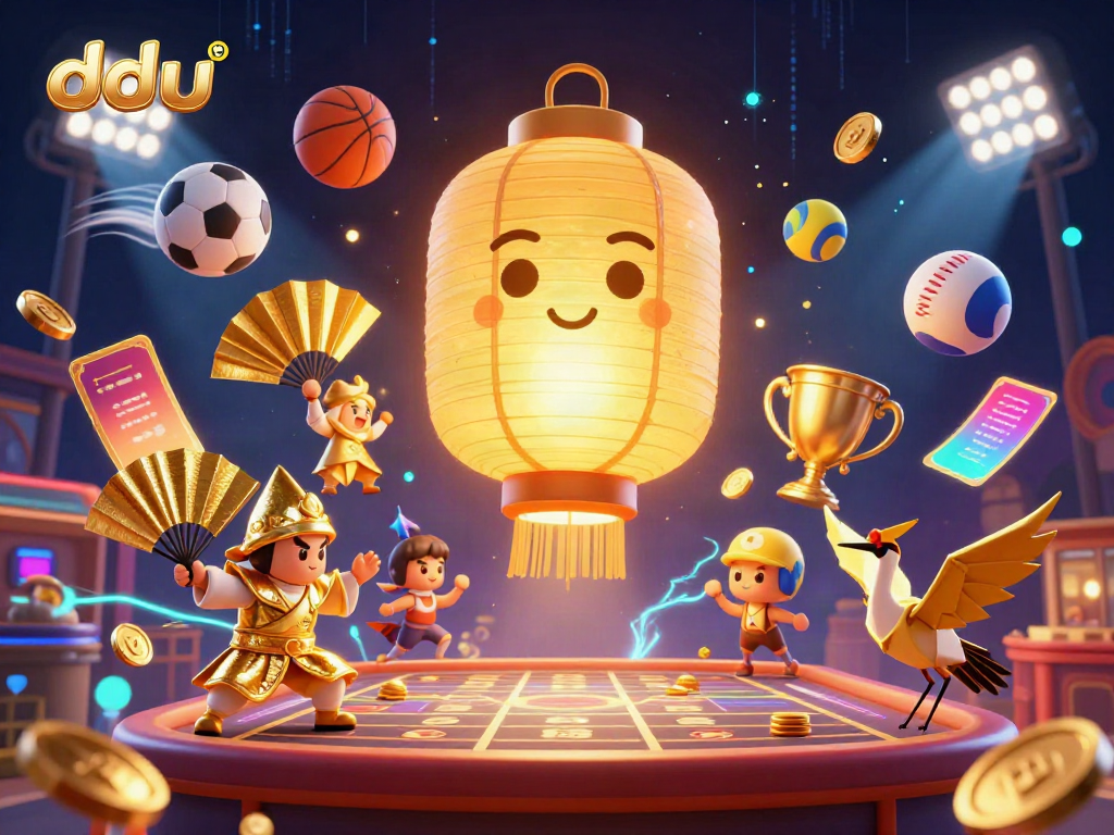 Engage with vibrant dduu casino gaming featuring a glowing lantern spirit, sports elements, and dynamic golden visuals.
