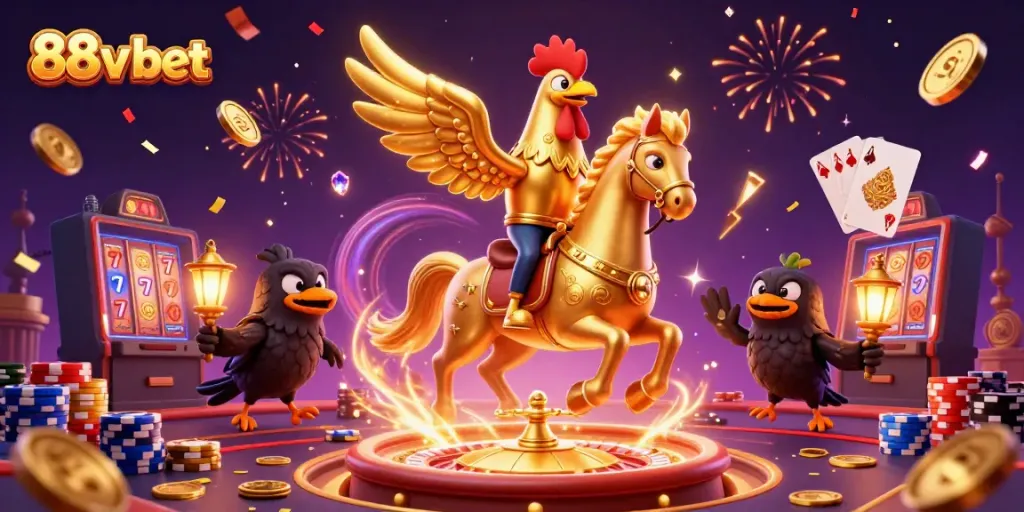 Experience thrilling wins at 88v bet with exciting casino action in a vibrant 3D scene.