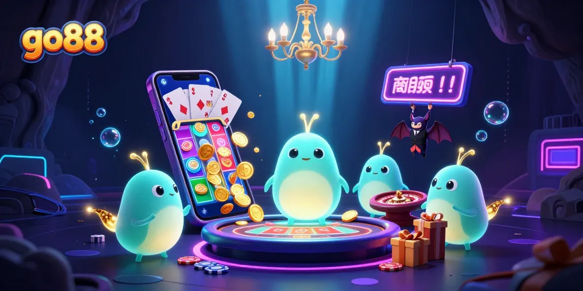 Experience go88's vibrant casino atmosphere with bioluminescent glowworms and exciting gaming elements.