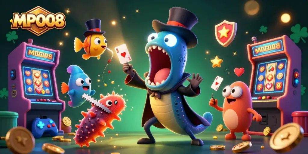 MPO08 showcases a vibrant scene with a magical eel performing tricks, embodying an exciting gaming atmosphere.