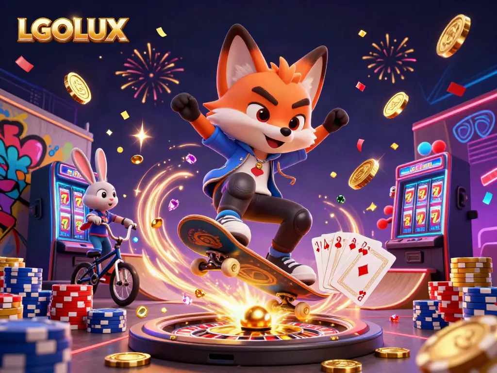 Experience exhilarating gaming at LGOLUX with vibrant visuals, dynamic action, and casino elements.