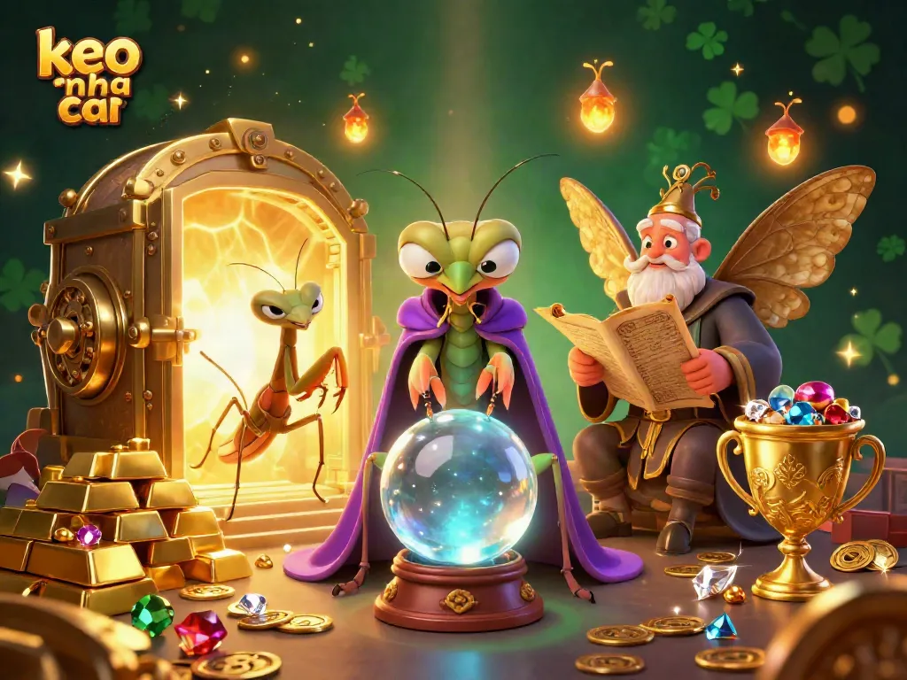 Engage with keo nha cai insights through a mystical fortune telling scene showcasing luck and riches.