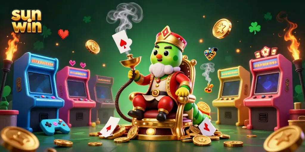 Experience thrilling gameplay with sun win, showcasing vibrant characters and engaging casino features in a dynamic scene.