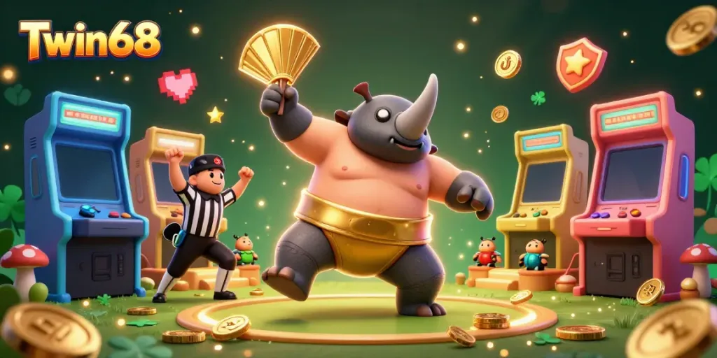 Discover thrilling gameplay at Twin68 with a vibrant casino atmosphere featuring colorful characters.
