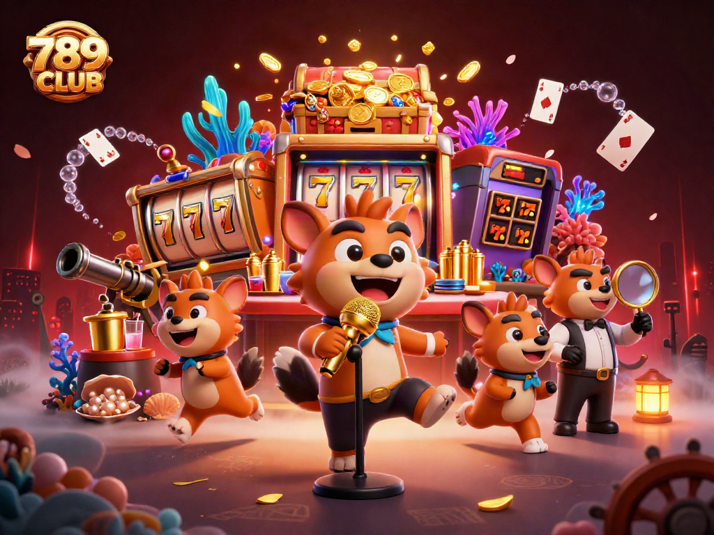 Engage in dynamic gameplay at 789CLUB with vibrant hyenas running a lively casino scene.