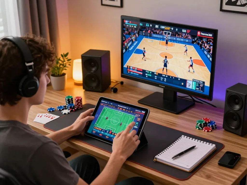 Experience thrilling gaming adventures with Freecuci365 on a tablet at home desk