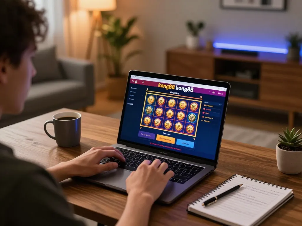 Engaging online gaming scene featuring kong88 kong88 casino interface on laptop