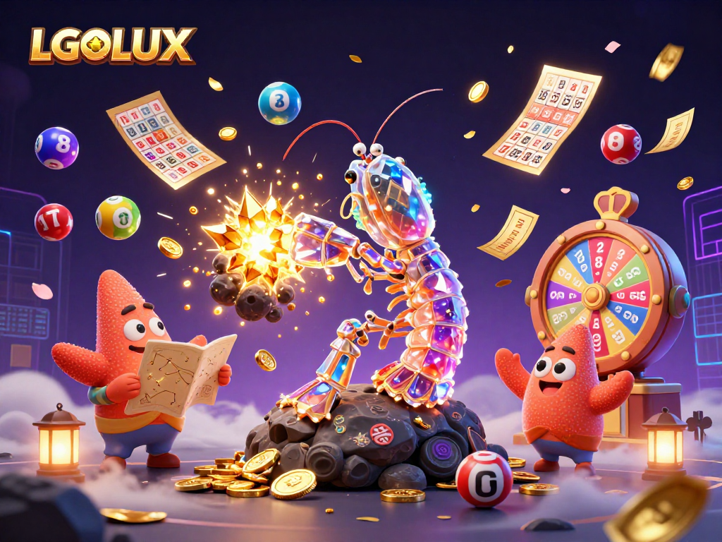 Play lottery with LGOLUX as galactic mantis shrimp explosively unleashes gems and coins.