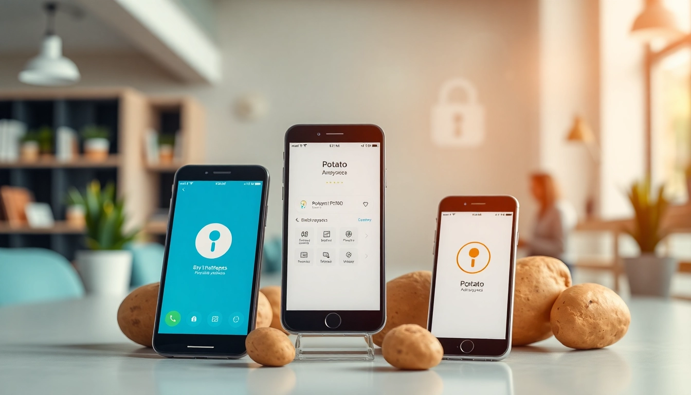 Potato下载 on various mobile devices showcasing its secure messaging features in a professional setting.