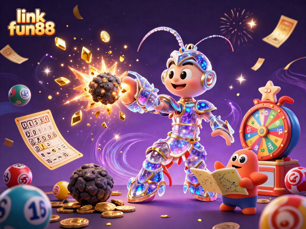 Experience the excitement of gaming with link fun88, featuring vibrant lottery balls and dynamic casino elements.