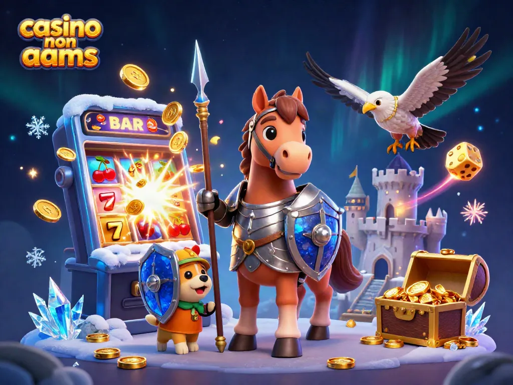 Cattura l'emozione del divertimento nei casinò non AAMS con un cavaliere, un cucciolo e un falco.