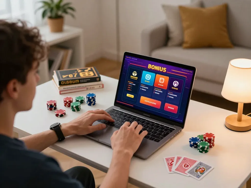 Engaging online gameplay experience at F168 casino with modern setup and poker chips.