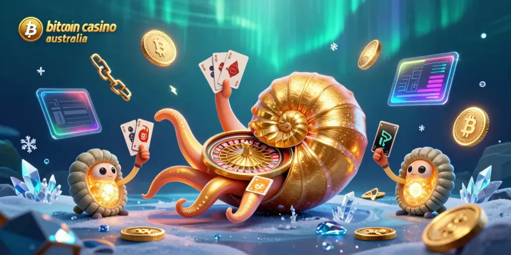 Engage in thrilling Bitcoin casino Australia games with vibrant, animated crypto elements.